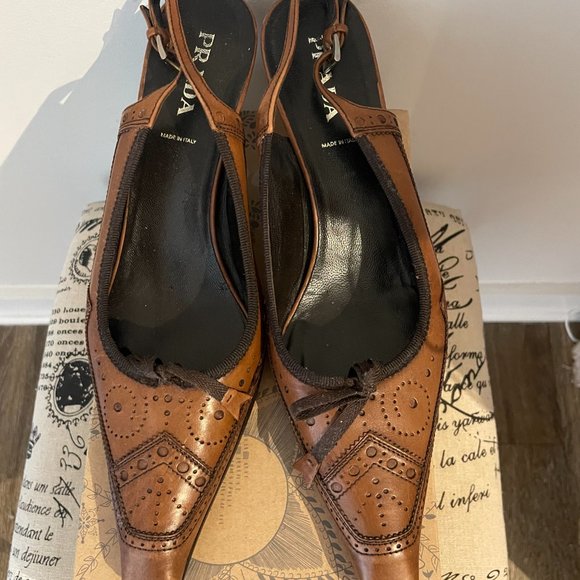 PRADA SLINGBACKS SIZE 10.5 KITTEN HEEL - Picture 6 of 7